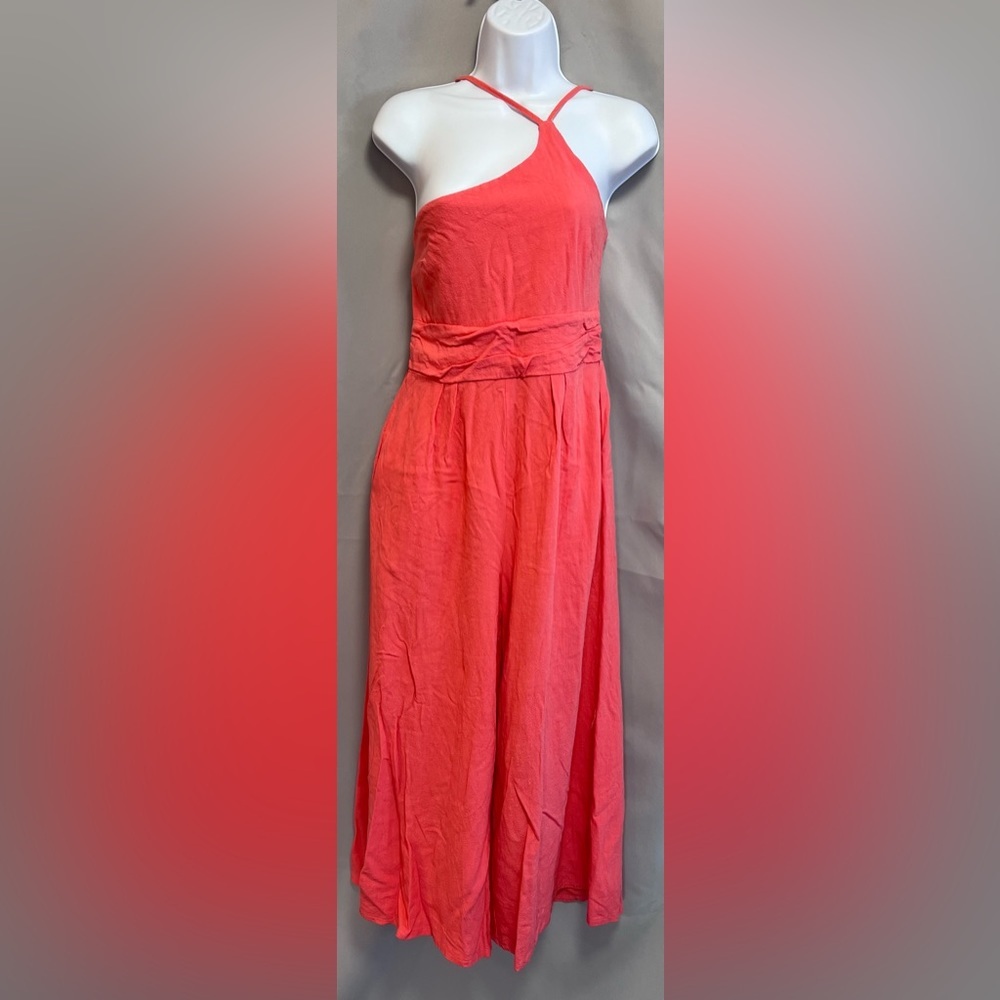 Anrabess  Straps‎ One Shoulder Pleated High Waist Casual Wide Leg Jumpsuit Sz M